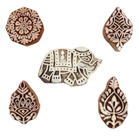 Set of 5 Piece New Mix Wooden Printing Blocks